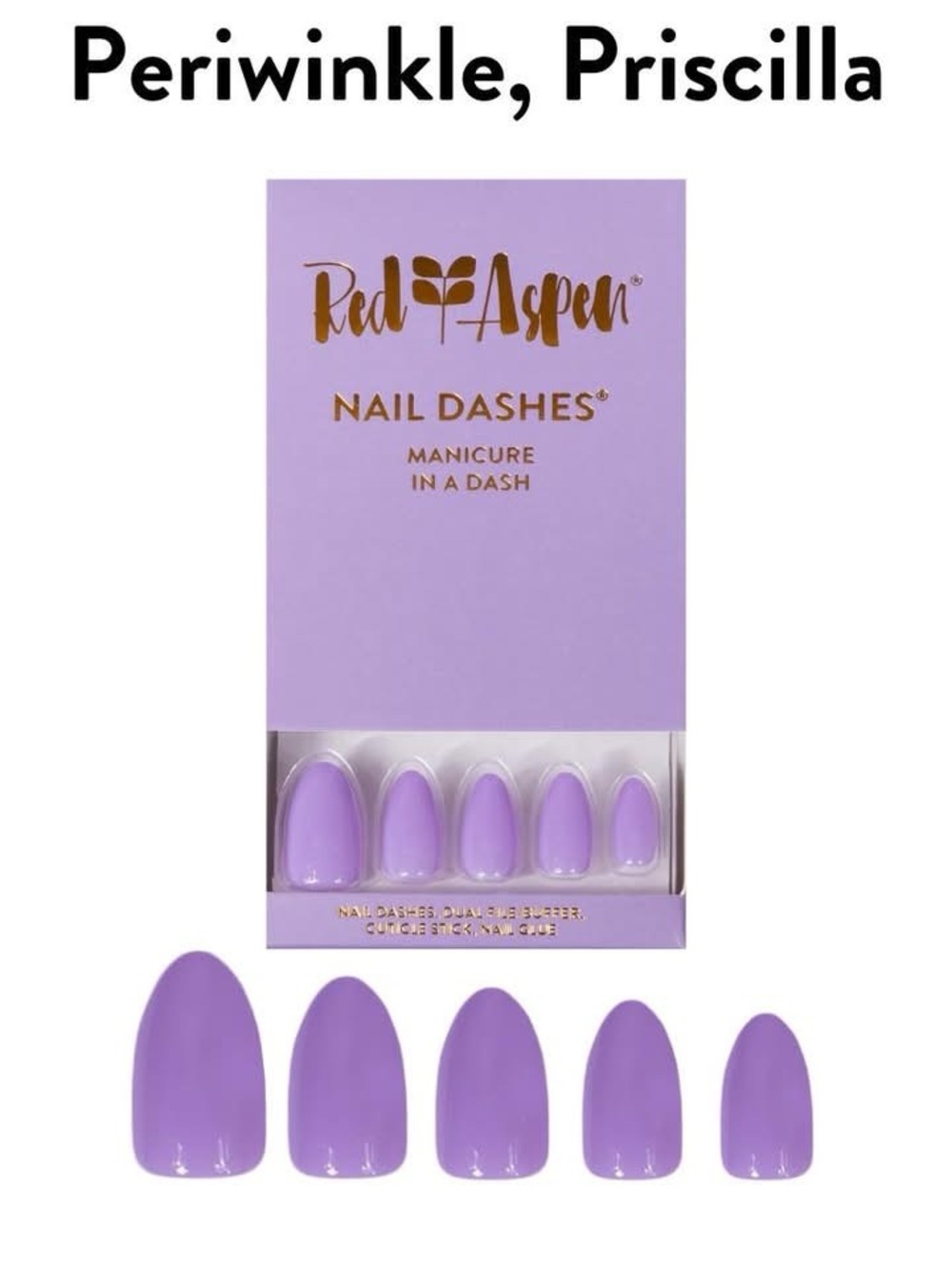 NIB Red Aspen Periwinkle, Priscilla Press-On Nail Dashes